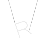 Uppercase Alphabet 'R' Initial Sideway Pendant with 18 inch Silver Chain for Women in 925 Sterling Silver