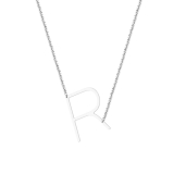 Uppercase Alphabet 'R' Initial Sideway Pendant with 18 inch Silver Chain for Women in 925 Sterling Silver