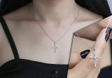 Round White Diamond Charming Cross Pendant for Women 1/5 CT (0.20 ctw, Color I-J, Clarity I2-I3) in 925 Sterling Silver