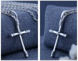 Round White Diamond Charming Cross Pendant for Women 1/5 CT (0.20 ctw, Color I-J, Clarity I2-I3) in 925 Sterling Silver