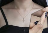 Round White Diamond Charming Cross Pendant for Women 1/5 CT (0.20 ctw, Color I-J, Clarity I1-I2) in 14K Yellow Gold