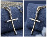 Round White Diamond Charming Cross Pendant for Women 1/5 CT (0.20 ctw, Color I-J, Clarity I1-I2) in 14K Yellow Gold