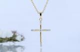 Round White Diamond Charming Cross Pendant for Women 1/5 CT (0.20 ctw, Color I-J, Clarity I1-I2) in 14K Yellow Gold