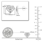 Round White Diamond Crystal Shape Stud Earrings with Post Push Back for Women 1/4 CT (0.25 ctw Color I-J Clarity I2-I3) in 925 Sterling Silver