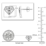 Round White Diamond Crystal Shape Stud Earrings with Post Screw Back for Women 1/4 CT (0.25 ctw Color I-J Clarity I2-I3) in 925 Sterling Silver