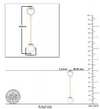 8mm Round Cultured Freshwater Pearl & 0.02 CT White Diamond Open Circle Linear Drop Earrings for Women in 10K Rose Gold