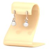 8mm Round Cultured Freshwater Pearl & 0.06CT Round White Diamond Twisted Swirl Pushback Drop Earrings for Women in 10K Rose Gold