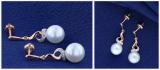8mm Round Cultured Freshwater Pearl & 0.06CT Round White Diamond Twisted Swirl Screwback Drop Earrings for Women in 14K Rose Gold