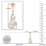 8mm Round Cultured Freshwater Pearl & 0.06CT Round White Diamond Twisted Swirl Screwback Drop Earrings for Women in 14K Rose Gold