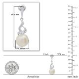 8mm Round Cultured Freshwater Pearl & 0.06CT Round White Diamond Twisted Swirl Screwback Drop Earrings for Women in 14K White Gold