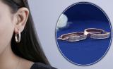 Round White Diamond Two Lines Oval Shaped Hoop Earrings for Women (0.54 ctw Color I-J Clarity I1-I2) in 18K Rose Gold