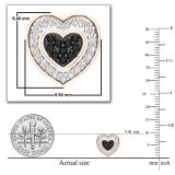0.37 ctw Round Black and White Diamond Heart Shaped Screw Back Stud Earrings for Ladies14K Rose Gold