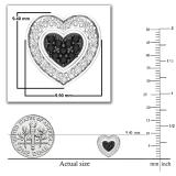 0.37 ctw Round Black and White Diamond Heart Shaped Screw Back Stud Earrings for Ladies in 925 Sterling Silver