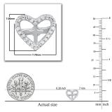 Round White Diamond Open Heart Cross Stud Earrings for Her (0.10 ctw, Color I-J, Clarity I2-I3) in 925 Sterling Silver in Push Back
