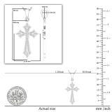 Round White Diamond Flower Cross Pendant with 18 Inch Silver Chain for Women (0.13 ctw, Color I-J, Clarity I2-I3) in 925 Sterling Silver