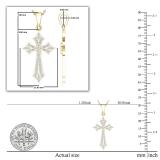 Round White Diamond Flower Cross Pendant with 18 Inch Gold Chain for Women (0.13 ctw, Color I-J, Clarity I1-I2) in 18K Yellow Gold