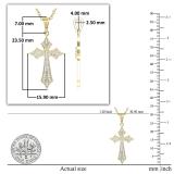 Round White Diamond Flower Cross Pendant with 18 Inch Gold Chain for Women (0.13 ctw, Color I-J, Clarity I1-I2) in 18K Yellow Gold