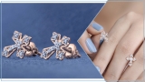 Round White Diamond Vintage Cross Stud Earrings for Women (0.13 ctw, Color I-J, Clarity I1-I2) in 18K Rose Gold in Screw Back