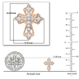 Round White Diamond Vintage Cross Stud Earrings for Women (0.13 ctw, Color I-J, Clarity I1-I2) in 18K Rose Gold in Screw Back