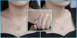 Round White Diamond Double Heart Love Slider Pendant with Silver Chain for Women (0.20 ctw Color I-J Clarity I2-I3) in 925 Sterling Silver