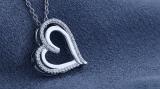 Round White Diamond Double Heart Love Slider Pendant with Silver Chain for Women (0.20 ctw Color I-J Clarity I2-I3) in 925 Sterling Silver