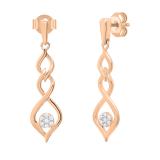 Round White Diamond Twisted Interlock Pushback Drop Earrings for Women (0.11 ctw Color I-J Clarity I1-I2) in 14K Rose Gold
