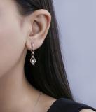 Round White Diamond Twisted Interlock Pushback Drop Earrings for Women (0.11 ctw Color I-J Clarity I1-I2) in 14K Rose Gold