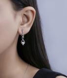Round White Diamond Twisted Interlock Pushback Drop Earrings for Women (0.11 ctw Color I-J Clarity I2-I3) in 925 Sterling Silver