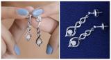 Round White Diamond Twisted Interlock Screwback Drop Earrings for Women (0.11 ctw Color I-J Clarity I2-I3) in 925 Sterling Silver