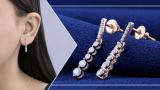Round White Diamond Ascending Order Dangling Drop Earrings with Push Back for Women 1/2 CT (0.56 ctw, Color I-J, Clarity I2-I3) in 10K Rose Gold