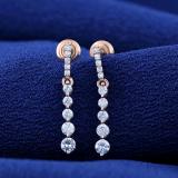 Round White Diamond Ascending Order Dangling Drop Earrings with Push Back for Women 1/2 CT (0.56 ctw, Color I-J, Clarity I2-I3) in 10K Rose Gold