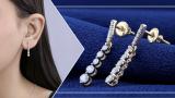 Round White Diamond Ascending Order Dangling Drop Earrings with Screw Back for Women 1/2 CT (0.56 ctw, Color I-J, Clarity I1-I2) in 14K Yellow Gold