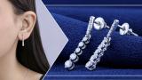Round White Diamond Ascending Order Dangling Drop Earrings with Push Back for Women 1/2 CT (0.56 ctw, Color I-J, Clarity I2-I3) in 925 Sterling Silver