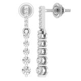 Round White Diamond Ascending Order Dangling Drop Earrings with Screw Back for Women 1/2 CT (0.56 ctw, Color I-J, Clarity I2-I3) in 925 Sterling Silver