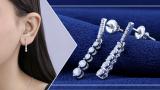 Round White Diamond Ascending Order Dangling Drop Earrings with Screw Back for Women 1/2 CT (0.56 ctw, Color I-J, Clarity I2-I3) in 925 Sterling Silver