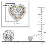 Round White Diamond Outlined Heart Halo Style Screwback Stud Earrings for Women (0.34 ctw Color I-J Clarity I2-I3) in 10K Yellow Gold
