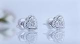 Round White Diamond Outlined Heart Halo Style Screwback Stud Earrings for Women (0.34 ctw Color I-J Clarity I2-I3) in 925 Sterling Silver