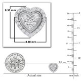 Round White Diamond Outlined Heart Halo Style Screwback Stud Earrings for Women (0.34 ctw Color I-J Clarity I2-I3) in 925 Sterling Silver