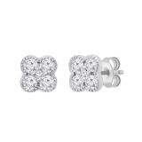 Round White Diamond 5 Stone Interwoven Blossom Flower Design Pushback Stud Earrings for Women (0.33 ctw, Color I-J, Clarity I2-I3) in 925 Sterling Silver