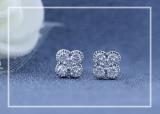 Round White Diamond 5 Stone Interwoven Blossom Flower Design Pushback Stud Earrings for Women (0.33 ctw, Color I-J, Clarity I2-I3) in 925 Sterling Silver