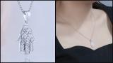 Round White Diamond Hamsa Hand Double Heart Dainty Pendant for Women with 18 Inch Silver Chain (0.19 ctw, Color I-J, Clarity I2-I3) in 925 Sterling Silver
