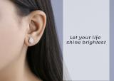 Round White & Metal Diamond Teardrop Shape Stud Earrings for Women (0.11 ctw, Color I-J, Clarity I2-I3) in 925 Sterling Silver in Screw Back