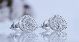 Round White & Metal Diamond Teardrop Shape Stud Earrings for Women (0.11 ctw, Color I-J, Clarity I2-I3) in 925 Sterling Silver in Screw Back