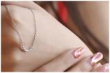 Round White Diamond Graduating Curved Bar Pendant with 18 Inch Silver Chain for Women (0.06 ctw, Color I-J, Clarity I2-I3) in 10K White Gold
