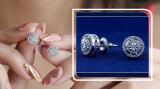 0.25 ctw Round White Diamond Double Circle Illusion Set Screwback Stud Earrings for Women10K White Gold