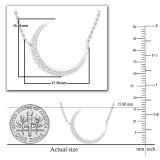 Round White Diamond Half Moon Style Pendant for Women with 18 Inch Silver Chain (0.11 ctw, Color I-J, Clarity I2-I3) in 925 Sterling Silver