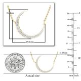 Round White Diamond Half Moon Style Pendant for Women with 18 Inch Gold Chain (0.11 ctw, Color I-J, Clarity I1-I2) in 14K Yellow Gold