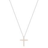 Round White Diamond Simple Religious Cross Pendant Necklace for Women 1/10 CT (0.11 ctw, Color I-J, Clarity I1-I2) in 18K Rose Gold