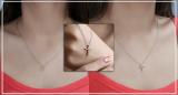 Round White Diamond Simple Religious Cross Pendant Necklace for Women 1/10 CT (0.11 ctw, Color I-J, Clarity I1-I2) in 18K Rose Gold