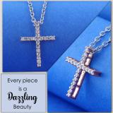 Round White Diamond Simple Religious Cross Pendant Necklace for Women 1/10 CT (0.11 ctw, Color I-J, Clarity I1-I2) in 18K Rose Gold